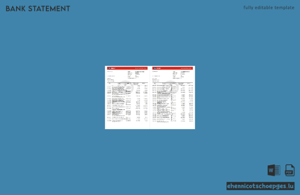 Kontoauszug der Kotak Mahindra Bank (Indien), Word-Format, 7 Seiten, Beispielvorschau